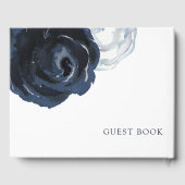 Chic Navy Blue Peony Floral Wedding Gästebuch (Rückseite)