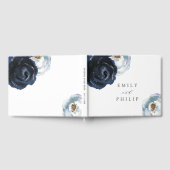 Chic Navy Blue Peony Floral Wedding Gästebuch (Voll)