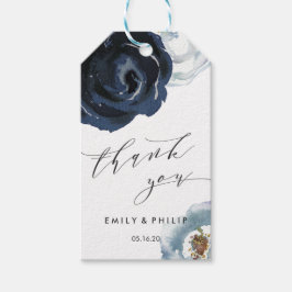 Chic Navy Blue Peony Floral Wedding Geschenkanhänger
