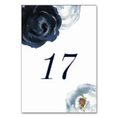 Chic Navy Blue Peony Floral Wedding Tischnummer (Vorderseite)