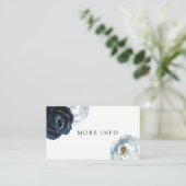 Chic Navy Blue Peony Floral Wedding Weitere Inform Begleitkarte (Stehend Vorderseite)