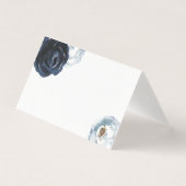 Chic Navy Blue Peony Wedding Table Platzkarte (Vorderseite)