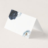 Chic Navy Blue Peony Wedding Table Platzkarte (Rückseite)