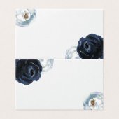 Chic Navy Blue Peony Wedding Table Platzkarte (Außenseite Aufgefaltet)