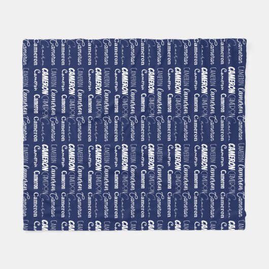 Chic Navy Blue Personalized Name Collage Fleecedecke (Vorderseite (Horizontal))