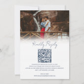 Chic Navy Blue QR Code UAWG Hochzeit Einladung (Rückseite)
