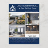 Chic Navy Blue Real Estate Company Home Listing Postkarte (Vorderseite)