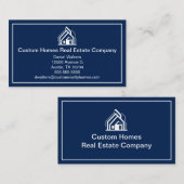 Chic Navy Blue Real Estate Company House Visitenkarte (Vorne/Hinten)