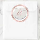 Chic Navy Blue & Rose Gold Foil Company Logo Runder Aufkleber (Tasche)