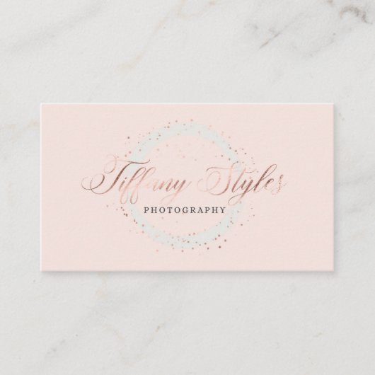 Chic Navy Blue & Rose Gold Foil Company Logo Visitenkarte (Vorderseite)