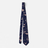 Chic Navy Blue Rose Gold Foil Marmor Krawatte (Rückseite)