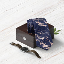 Chic Navy Blue Rose Gold Foil Marmor