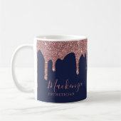 Chic Navy Blue Rose Gold Glitzer Sparkone Tropfen Kaffeetasse (Links)