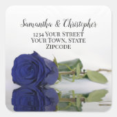 Chic Navy Blue Rose Rücksendeadresse Umschlag Aufk Quadratischer Aufkleber (Vorderseite)