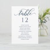 Chic Navy Blue Script Tischnummer Seekarte (Stehend Vorderseite)