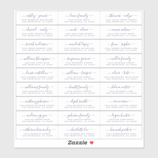 Chic Navy Blue Script Wedding Guest Address Labels (Blatt)