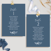 Chic Navy Blue Seating Plan Cards mit Gästennamen