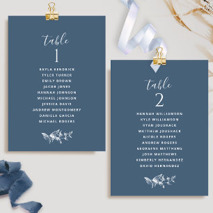 Chic Navy Blue Seating Plan Cards mit Gästennamen