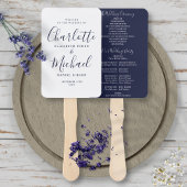 Chic Navy Blue Signature Script-Hochzeitsprogramm Fächer