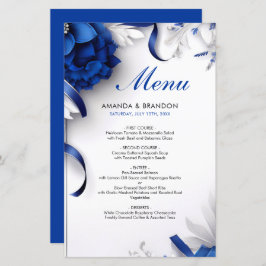 Chic Navy Blue & Silver Blume Ribbons Hochzeit