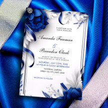 Chic Navy Blue & Silver Blume Ribbons Hochzeit
