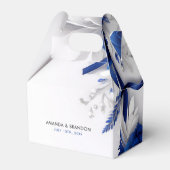 Chic Navy Blue & Silver Blume Ribbons Hochzeit Geschenkschachtel (Vorderseite)