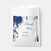 Chic Navy Blue & Silver Blume Ribbons Hochzeit Geschenktütchen (Vorderseite)