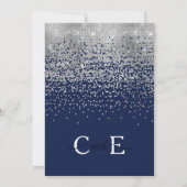 Chic Navy Blue Silver Glitzer Confetti Wedding Einladung (Rückseite)