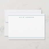 Chic Navy Blue Triple Line Zwei Border Name Mitteilungskarte (Vorderseite)