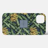 Chic Navy Blue Tropical Yellow Banana Leaf Muster Case-Mate iPhone Hülle (Rückseite (Horizontal))