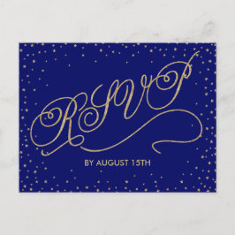 Chic Navy Blue und Gold Stars UAWG Postcard Einladungspostkarte