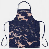Chic Navy Blue und Rose Gold Foil Marmor Schürze (Vorderseite)