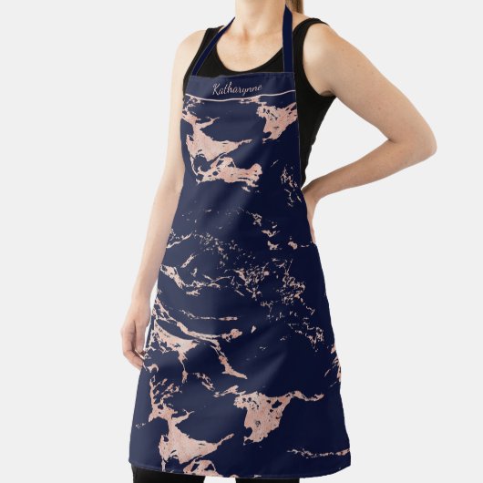 Chic Navy Blue und Rose Gold Foil Marmor Schürze (InSitu)
