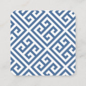 Chic Navy Blue und White Griechisch Key Wedding QR Begleitkarte (Rückseite)