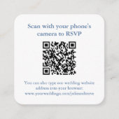 Chic Navy Blue und White Griechisch Key Wedding QR Begleitkarte (Vorderseite)