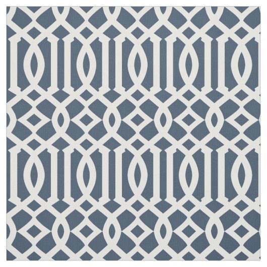 Chic Navy Blue und White Trellis Lattice Muster Stoff (Muster)