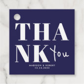 Chic Navy Blue Vielen Dank für Ihre Hochzeitsfeier Geschenkanhänger (Vorderseite)