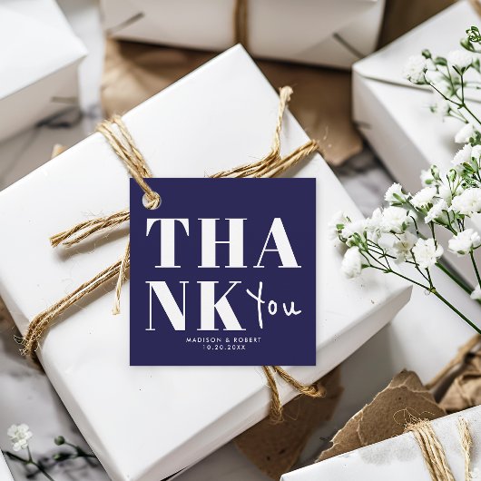 Chic Navy Blue Vielen Dank für Ihre Hochzeitsfeier Geschenkanhänger