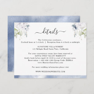 Chic Navy Blue Watercolor, Blumenzwiebeldetails Begleitkarte