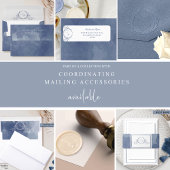 Chic Navy Blue Watercolor, Monogram Wedding Einladungsbanderole