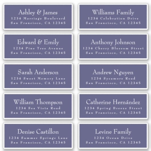 Chic Navy Blue Wedding Guest Address Labels (Vorderseite)