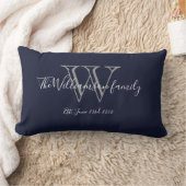 Chic Navy Blue White Monogram Family Keepake Lendenkissen (Decke)