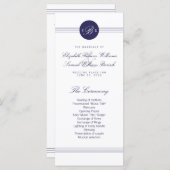 Chic Navy Blue White Monogram Program Rack Cards Programm (Vorne/Hinten)
