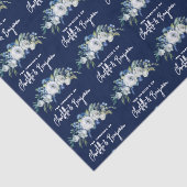 Chic Navy Blue White Peony Floral Custom Wedding Seidenpapier (Detail)