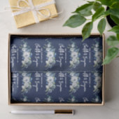 Chic Navy Blue White Peony Floral Custom Wedding Seidenpapier (Geschenk)