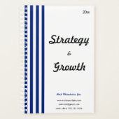 Chic Navy Blue White Stripes Customizable Business Planer (Vorderseite)