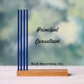 Chic Navy Blue White Stripes Principal Consultant Acrylschild (Neutral)