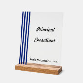 Chic Navy Blue White Stripes Principal Consultant Acrylschild (Winkel)