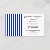 Chic Navy Blue & White Stripes Visitenkarte (Vorderseite)