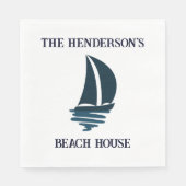 Chic Navy Blue Yacht Family Name Beach House Serviette (Vorderseite)